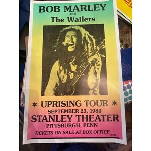 Vintage Bob Marley & The Wailers Uprising Tour Mounted Hardboard Poster Wall Art